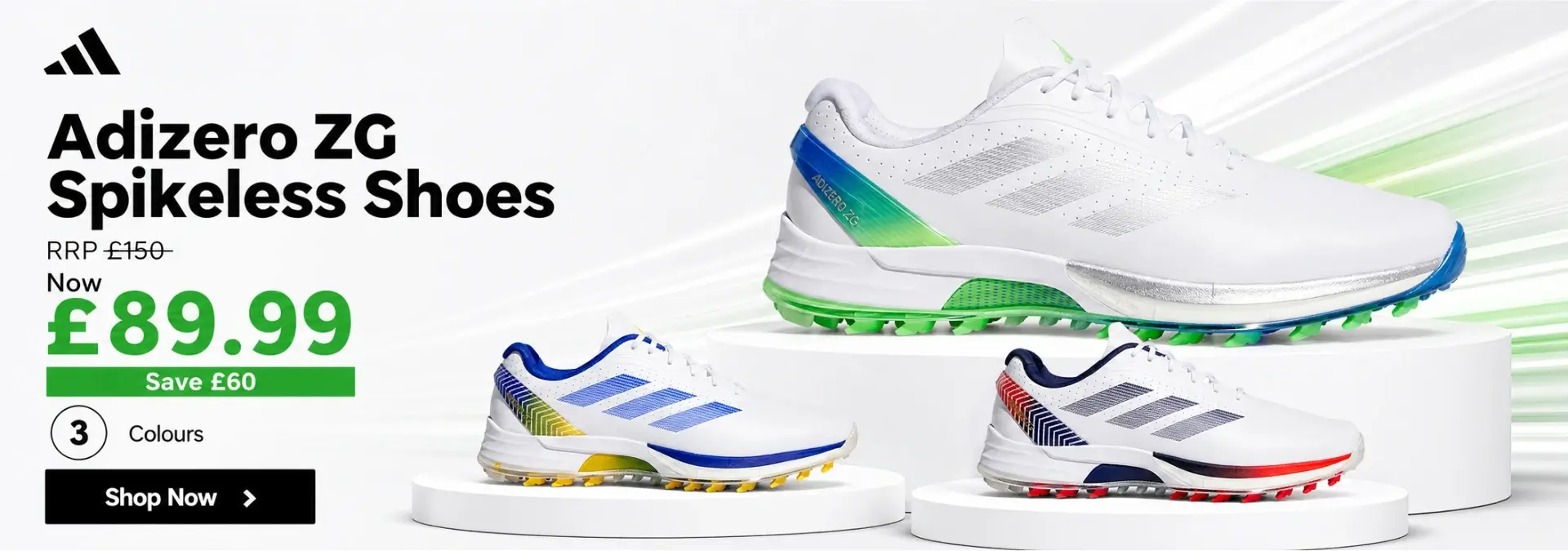 adidas Golf Mens Adizero ZG Lightweight Robust Comfortable Spikeless Golf Shoes