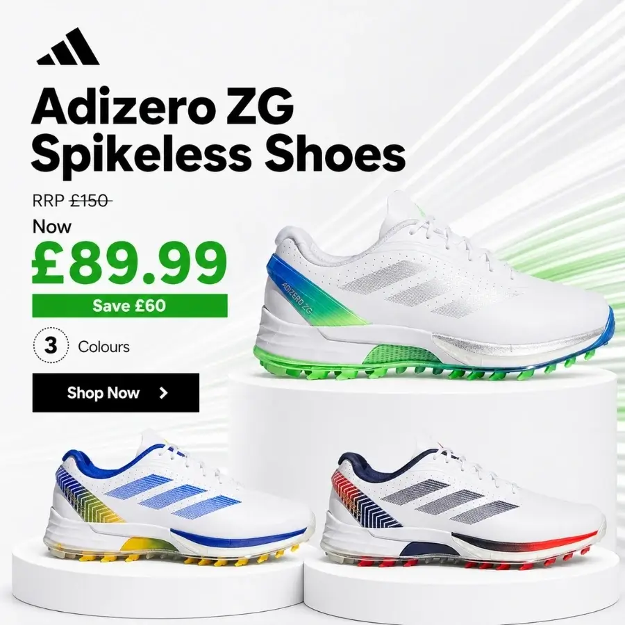 adidas Golf Mens Adizero ZG Lightweight Robust Comfortable Spikeless Golf Shoes