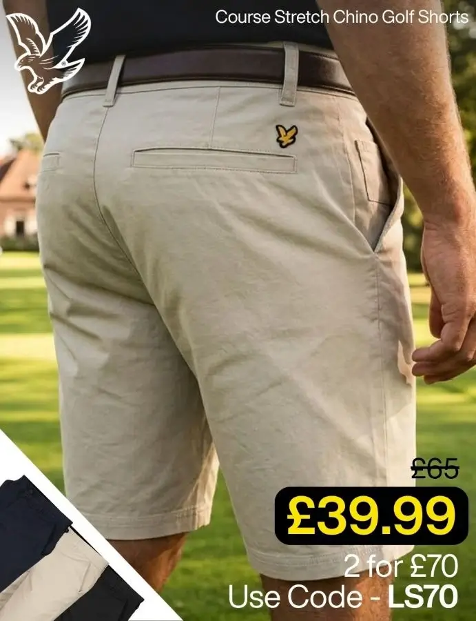 Lyle & Scott Mens 2026 Course Stretch Cotton Breathable Chino Golf Shorts
