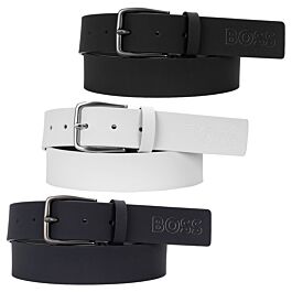 Hugo Boss Mens Italian Leather Tonal Buckle Printed Belt