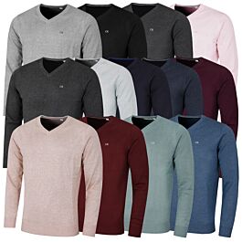 Calvin Klein Mens 2024 V Neck Soft Cotton Easy Care Golf Sweater