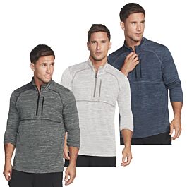 Skechers Mens On The Road Mock Neck Heathered 1 4 Zip Sweater