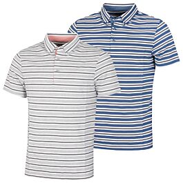 Wolsey Mens Stripe Button Down Lightweight Golf Polo Shirt