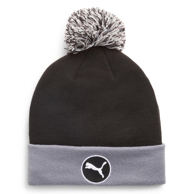 Puma Golf Mens 2024 WRMLBL Thermal Cat Logo Removable Pom Beanie Hat