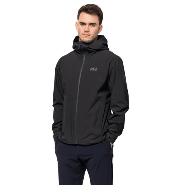 Jack Wolfskin Mens Pack And Go Hooded Waterproof Shell Jacket