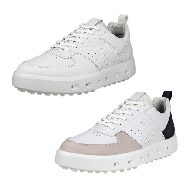Ecco Mens 2025 Street 720 Leather Waterproof Hybrid Spikeless Golf Shoes
