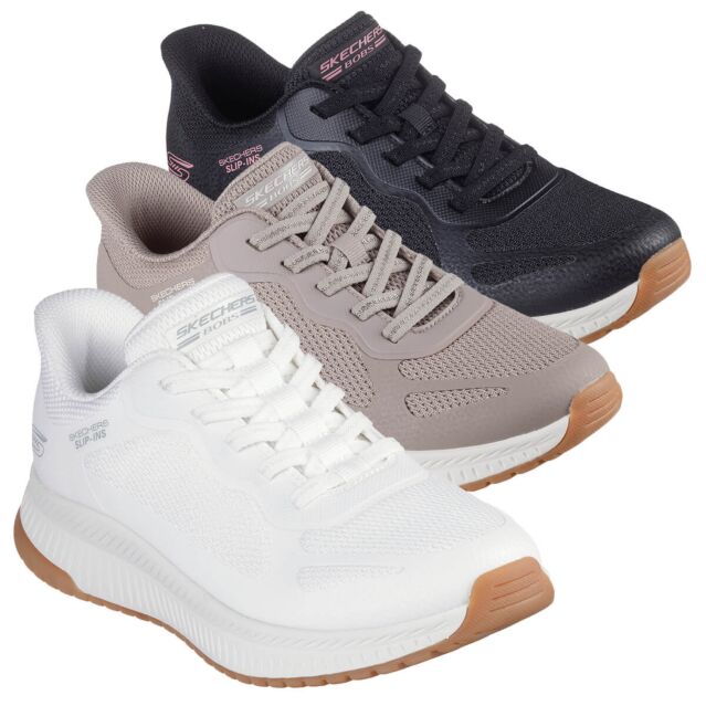 Skechers Womens 2025 Bob Squad 4 Staple Look Stretch Lace Slip-Ins Trainers