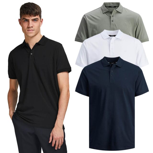 Jack & Jones Mens Organic Cotton Logo Spring Stretch Fabric Polo Shirt
