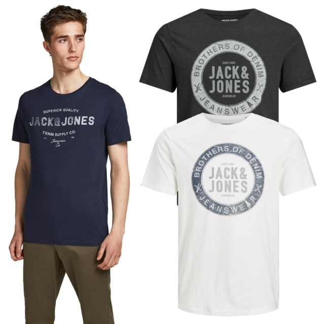 Jack & Jones Mens Slim Fit Chest Logo Soft Feel Breathable T-Shirt