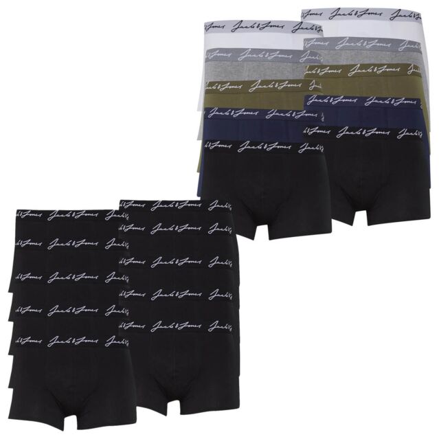 Jack & Jones Mens Handwrite Logo Stretch Waistband 10 Pack Boxer Briefs
