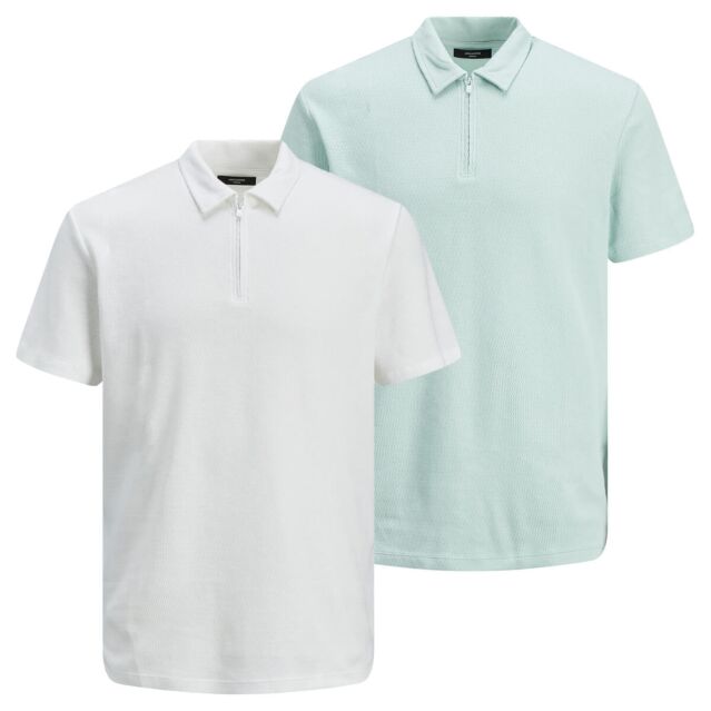 Jack & Jones Mens Zip Neck Short Sleeve Regular Fit Polo Shirt
