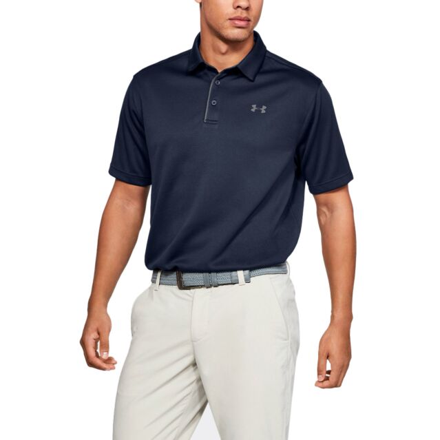 Under Armour Mens Golf Tech Wicking Textured Light Polo Shirt