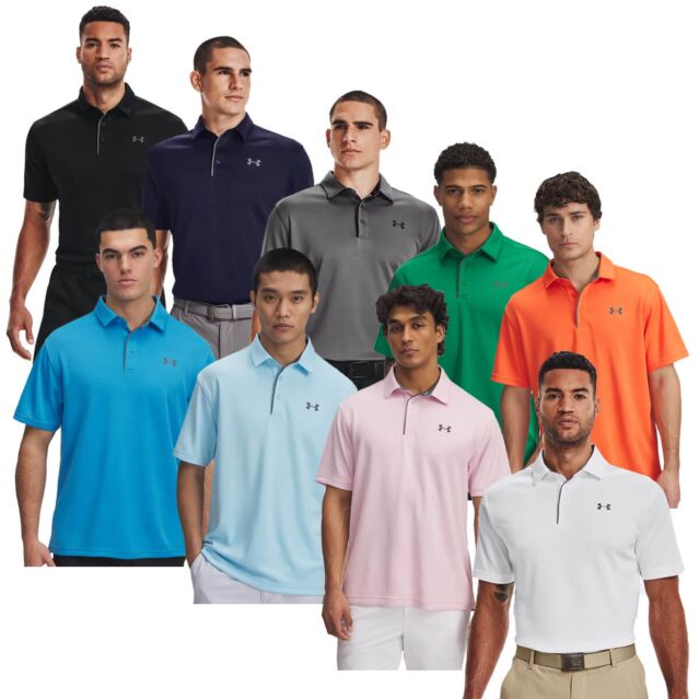 Under Armour Mens 2025 Golf Tech Wicking Textured Soft Light Polo Shirt