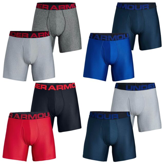 Under Armour Mens Tech 6in 2 Pack Soft Comfort Stretch Performance Boxers