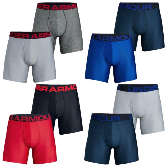 Under Armour Mens Tech 6 Inch Boxers 2 pack - Grey