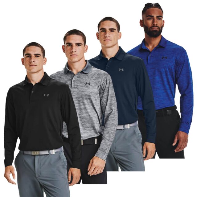 Under Armour Mens Long Sleeve Stretch Wicking Golf Polo Shirt