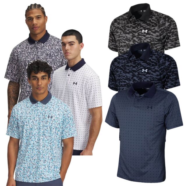 Under Armour Mens 2025 UA Performance 3.0 Printed Wicking Golf Polo Shirt