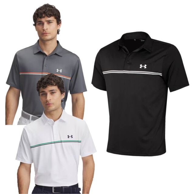 Under Armour Mens 2025 UA Playoff 3.0 Stripe Golf Loose Fit Polo Shirt