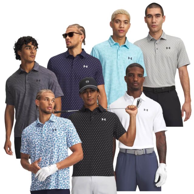 Under Armour Mens UA Playoff 3.0 Printed 4 Way Stretch Golf Polo Shirt