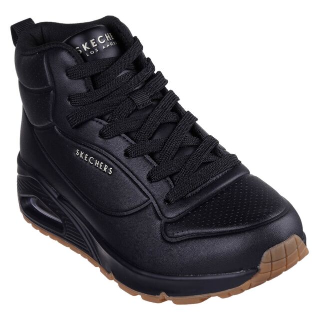 Skechers Womens Uno Stand High Duraleather Memory Foam Trainers