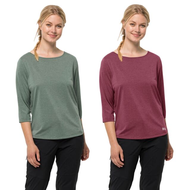 Jack Wolfskin Womens Pack & Go Squick Drying Wicking 3/4 Sleeve T-Shirt