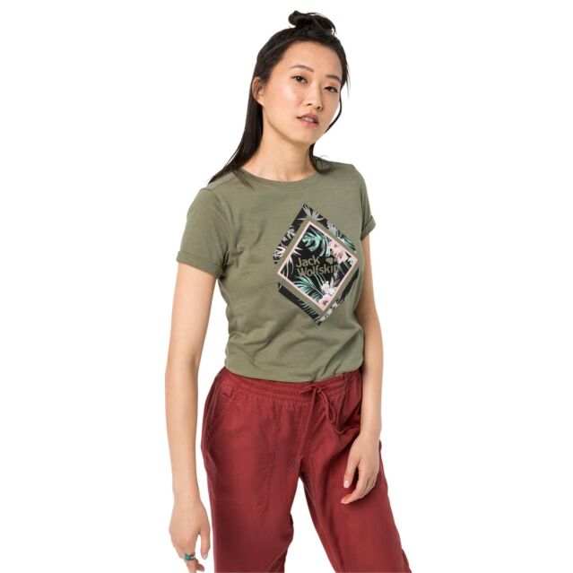 Jack Wolfskin Womens Tropical Square T-Shirt - Khaki - M