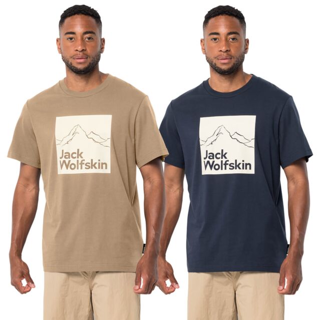 Jack Wolfskin Mens Brand Large Graphic Organic Cotton Jersey Hiking T-Shirt