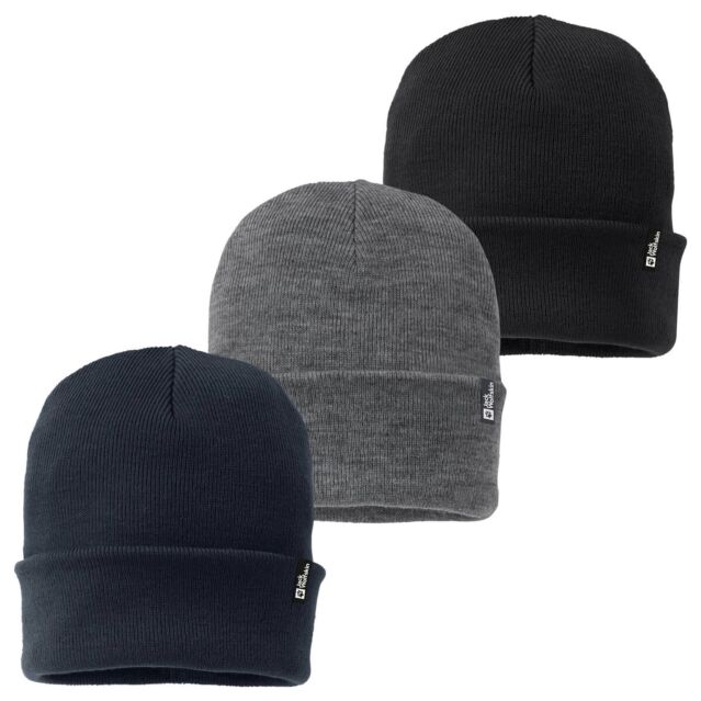 Jack Wolfskin Unisex Rib Knit Acrylic One Size Simple Winter Beanie Hat