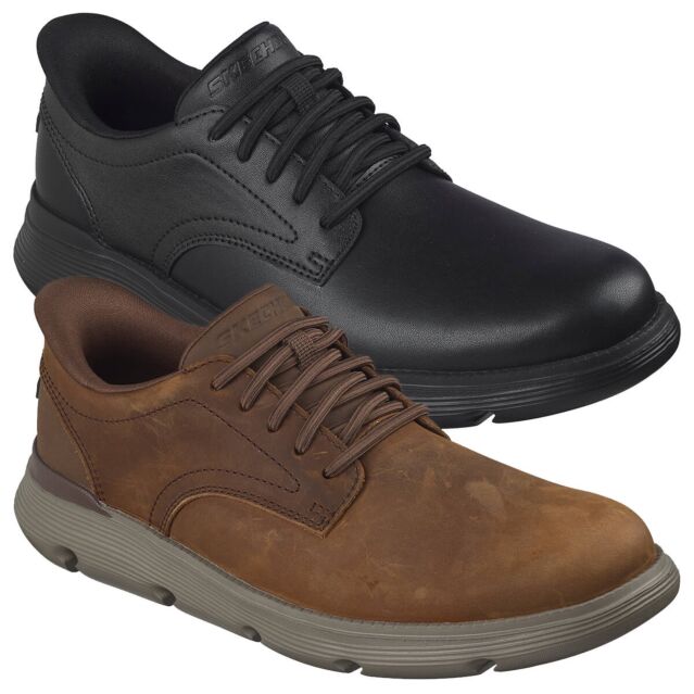 Skechers Mens Garza - Duran Leather Upper Memory Foam Slip-In Trainers