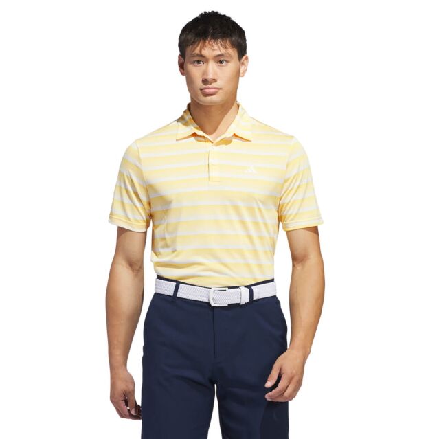 adidas Golf Mens Two Colour Striped Sustainable Polo Shirt