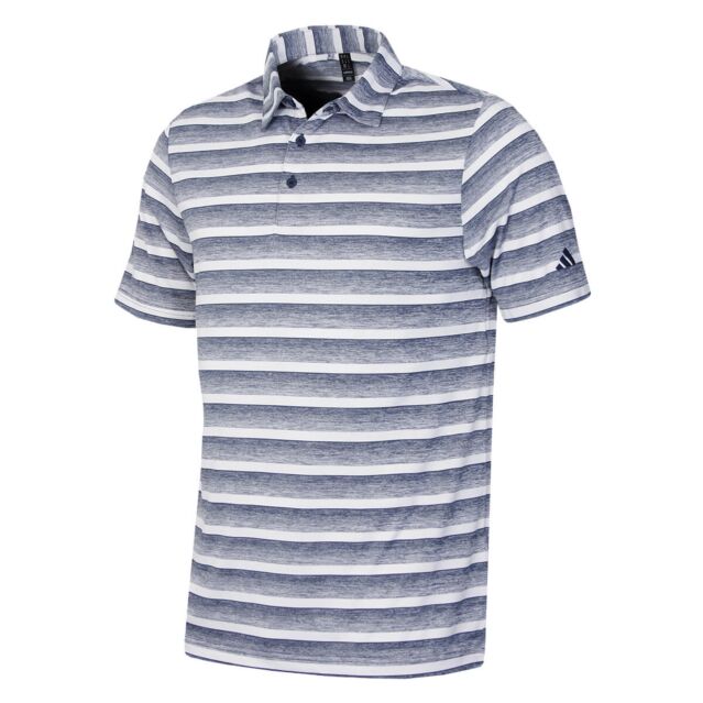 adidas Golf Mens 2025 Two Colour Stripe 3 Button Sustainable Polo Shirt