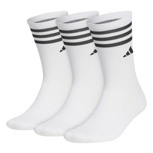 adidas Golf Mens 2025 Performance Crew Length Triple Stripe 3 Pack Socks