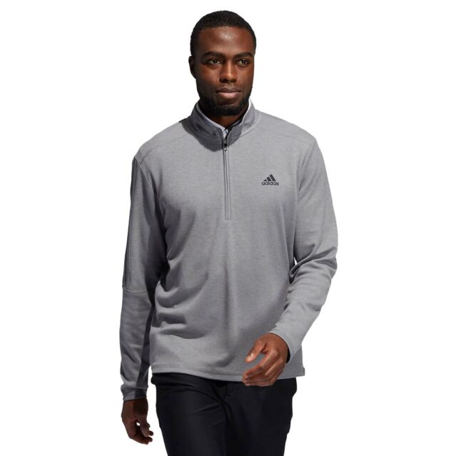 adidas Golf Mens Three Stripe 1/4 Zip Left Chest Logo Stretch Sweater