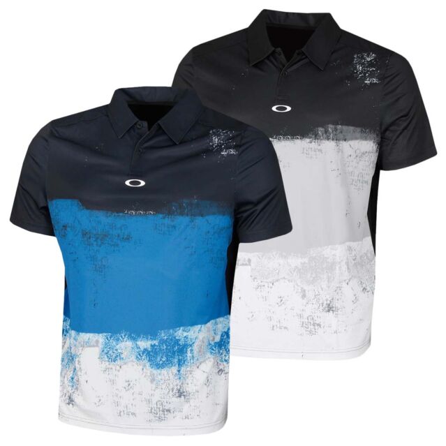 Oakley Mens Color Block Shade Short Sleeve Golf Polo Shirt