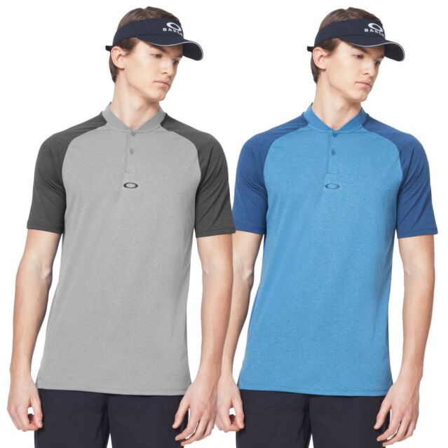 Oakley Mens Icon  Bi Color 2 Button Short Sleeve Polo Shirt