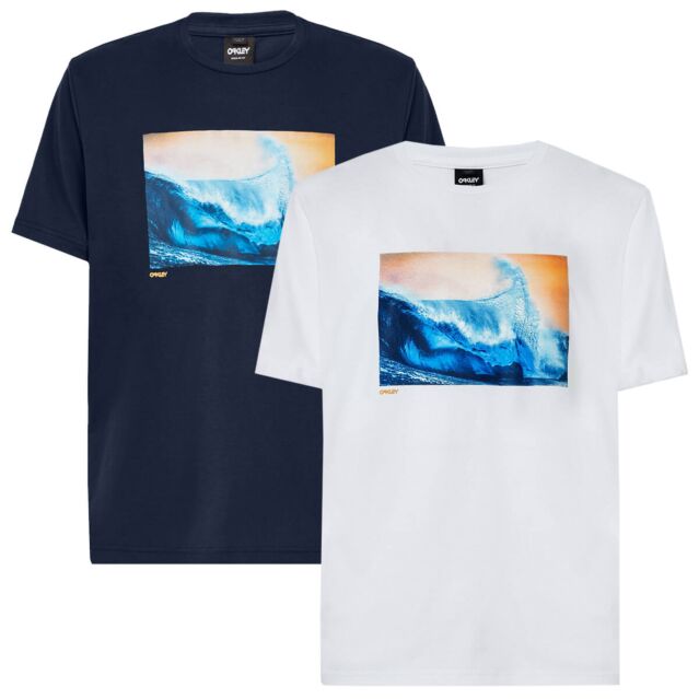 Oakley Mens Postcard Ribbed Collar Crew Neck Short Sleeve Graphic T-Shirt
