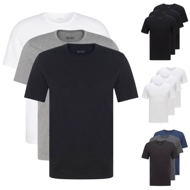 Hugo Boss Mens Round-Neck Short Sleeve Breathable 3 Pack Cotton T-Shirt