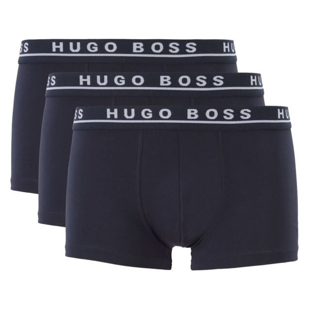 Hugo Boss Mens 3 Pack Stretch Breathable Cotton With Logo Boxer Briefs
