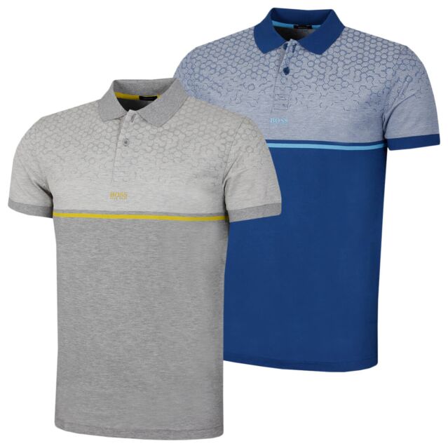 Hugo Boss Mens Paddy 7 Cotton Single Stripe Athletic Fit Polo Shirt