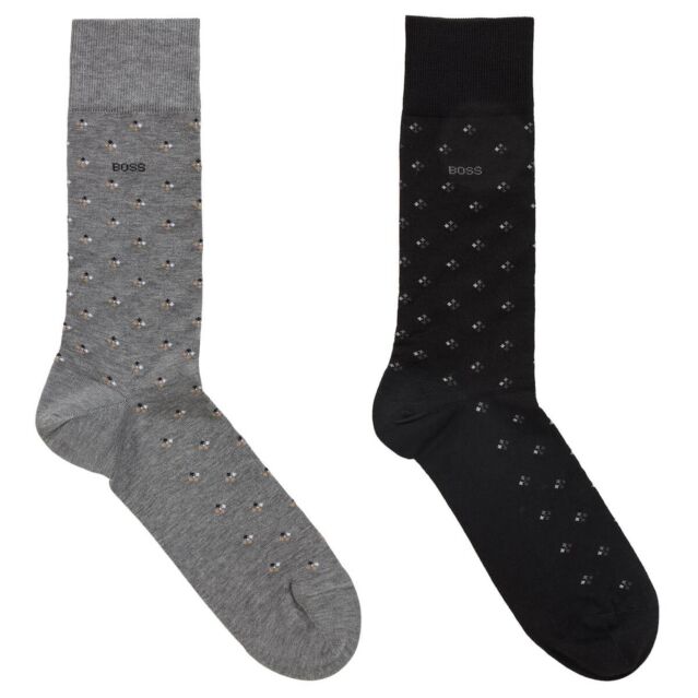 Hugo Boss Mens 2 Pack Minipattern Boss Branded Comfort Ankle Socks