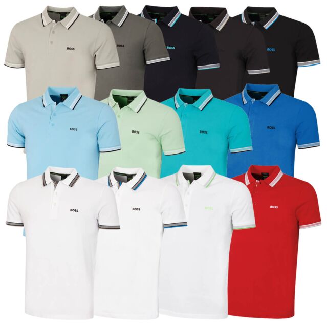 Hugo Boss Mens 2025 Paddy Stripe Cotton Fabric Regular Fit Golf Polo Shirt