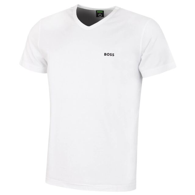 Hugo Boss Mens V Neck Tee Cotton Boss Logo Left Chest T Shirt