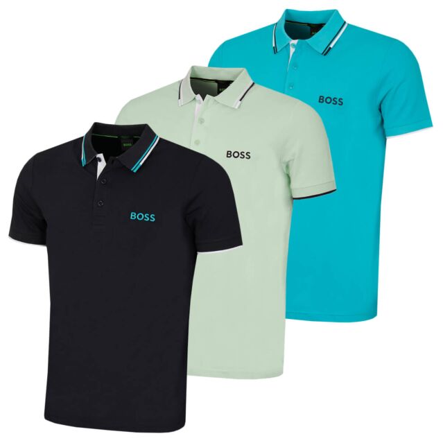Hugo Boss Mens 2024 Paddy Pro Contrast Stripe Regular Fit Boss Logo Polo Shirt