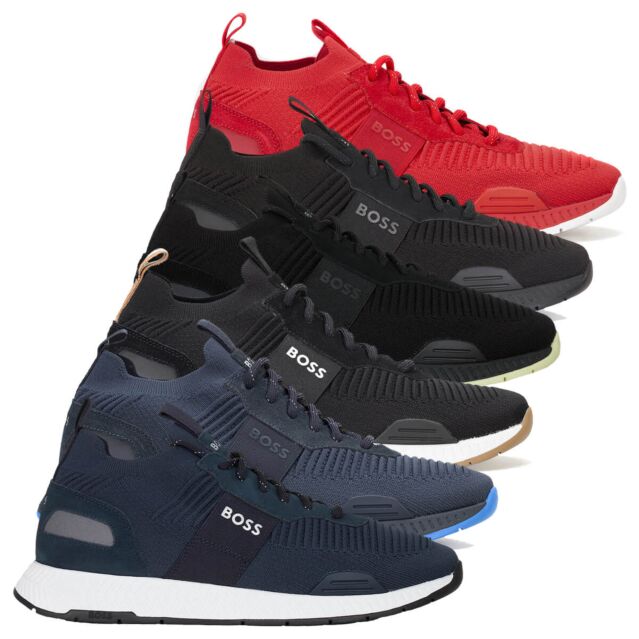 Hugo Boss Mens Titanium High Top Boss Logo Athleisure Trainers