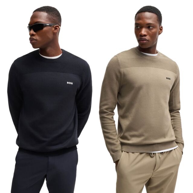 Hugo Boss Mens 2025 Momentum-X Light Wicking Thermo Crew Neck Sweater