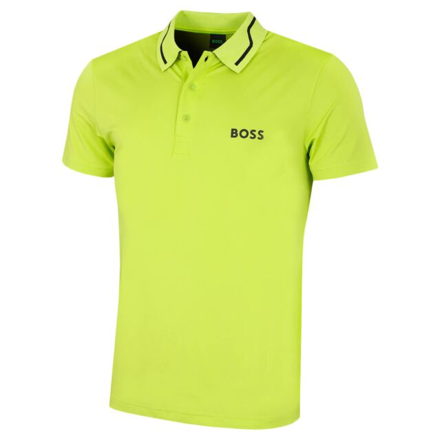 Hugo Boss Mens Paddytech Flat Knit Recycled 3 Button Golf Polo Shirt