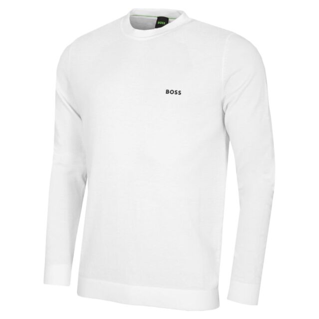 Hugo Boss Mens 2025 Momentum Lite Soft Breathable Crew Neck Golf Jumper Sweater