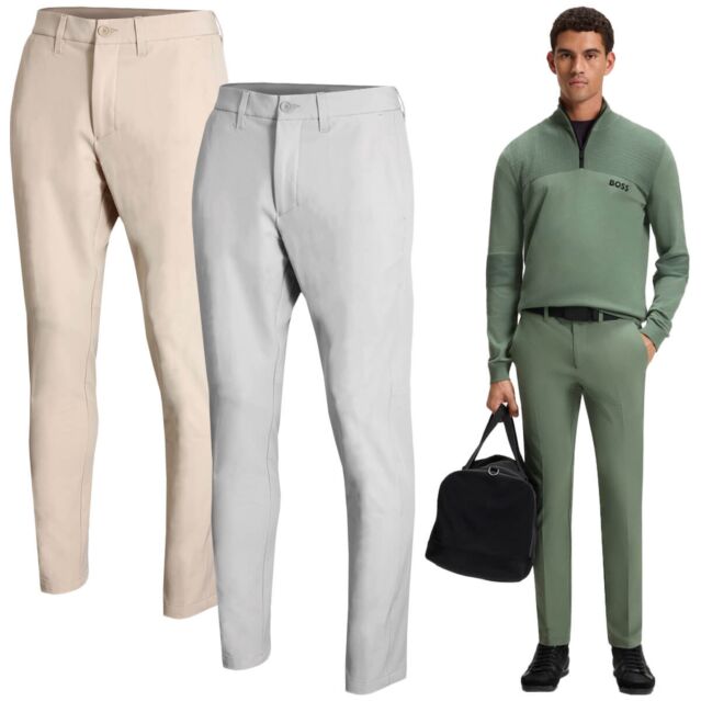 Hugo Boss Mens 2025 Commuter Slim Fit Water Repellent Quick Dry Golf Trousers