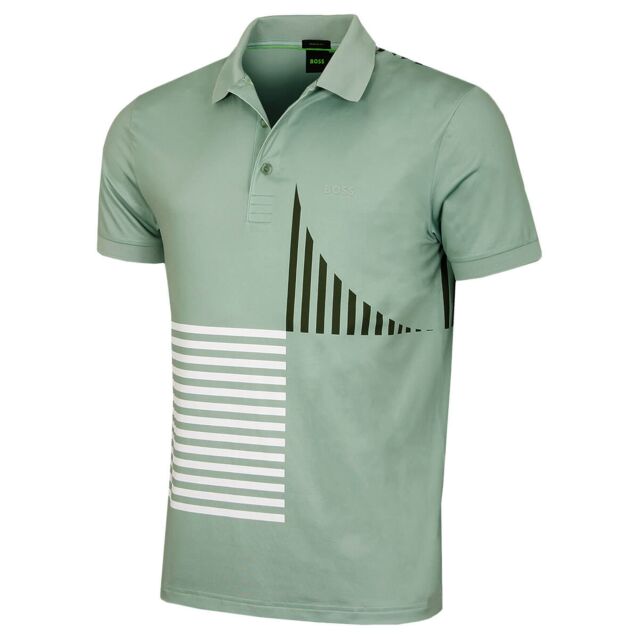 Hugo Boss Mens 2025 Paddy Striped Regular Fit Comfotable Golf Polo Shirt
