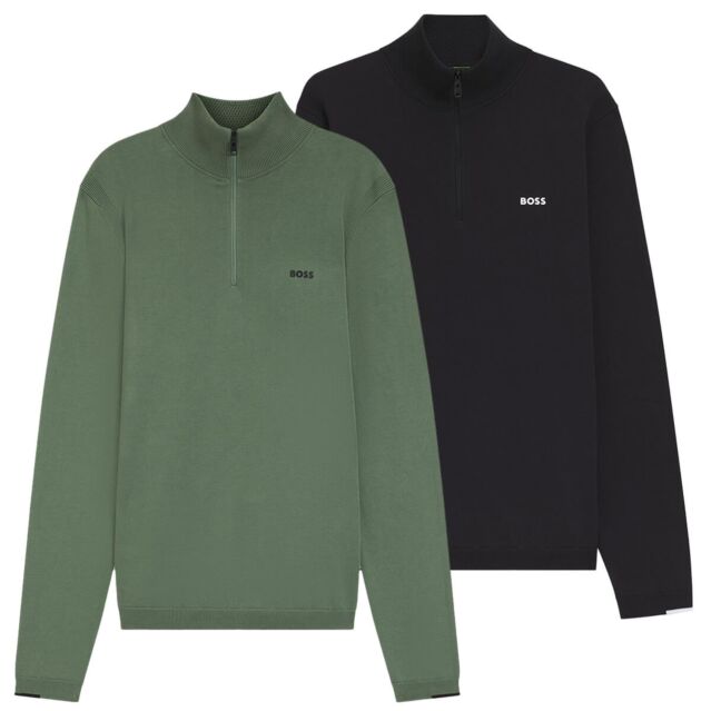 Hugo Boss Mens 2025 Ever-X Quarter Zip Sustainable Cotton Golf Sweater